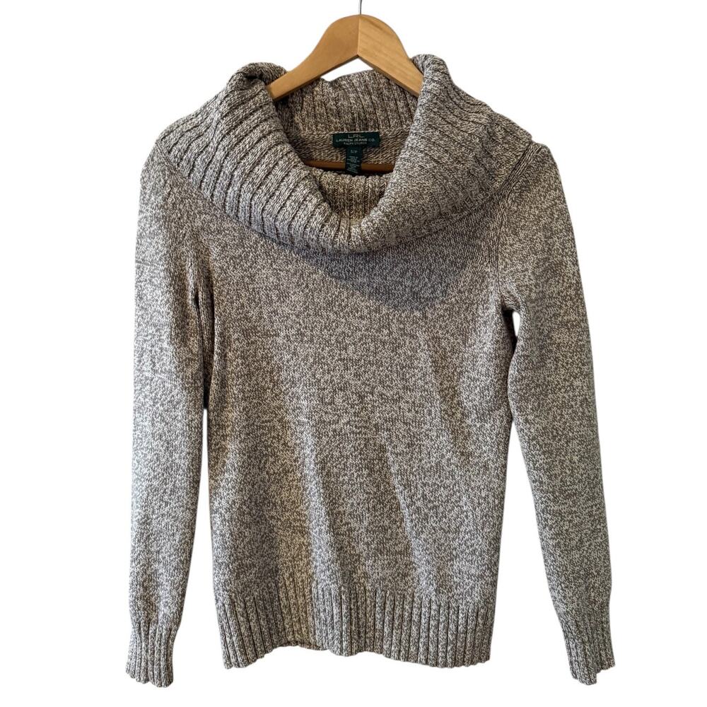Ralph Lauren Jeans Cowl Neck Cozy Cotton Sweater Brown S
